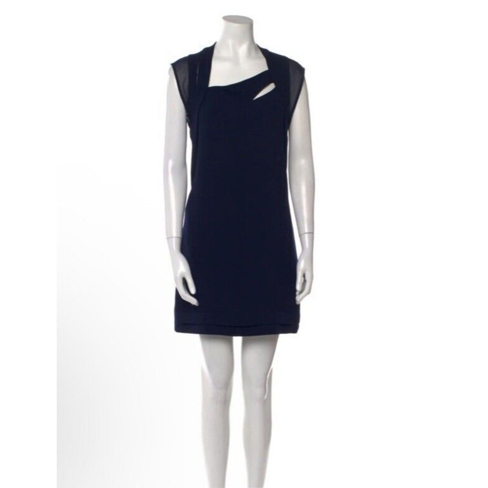 The Kooples Square Neckline Navy Blue Mini Sleeveless Dress